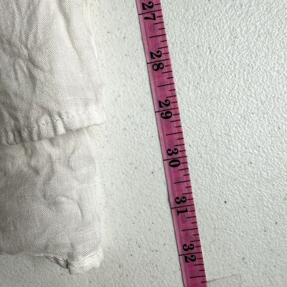 H&M women's Long Sleeve Linen Button Up Shirt S Cream Boho Bohemian Laganlook - Picture 15 of 16